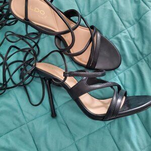 Aldo Marylou Strappy Lace Up Stiletto Sandals Black Women's Size 6.5